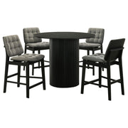 Hamlyn 5-piece Round Wood Counter Height Dining Set Grey and Black - 193938BLK-S5E