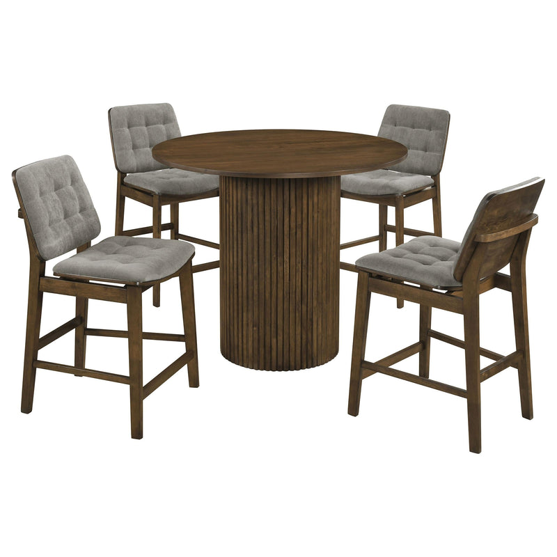 Hamlyn 5-piece Round Wood Counter Height Dining Set Grey and Walnut - 193938WAL-S5E