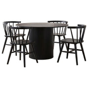 Hamlyn 5-piece Round Wood Dining Set Black - 193930BLK-S5F