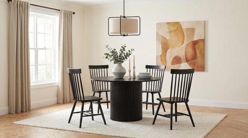 Hamlyn 5-piece Round Wood Dining Set Black - 193930BLK-S5G