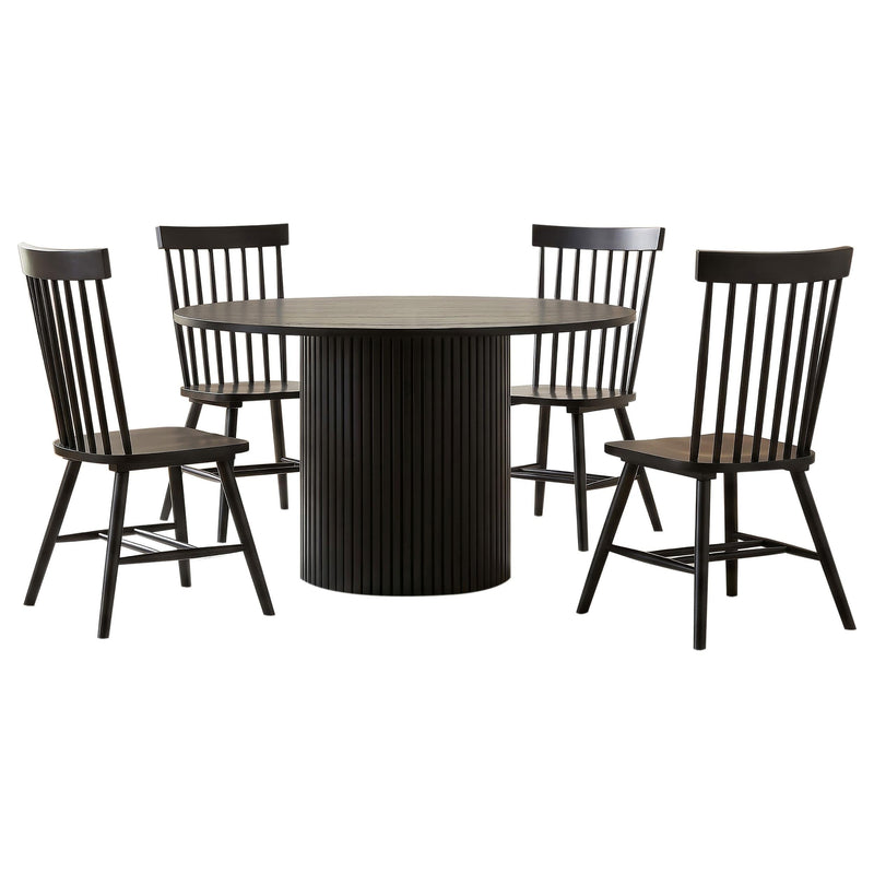 Hamlyn 5-piece Round Wood Dining Set Black - 193930BLK-S5G