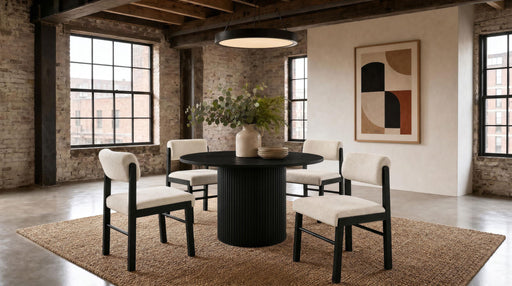 Hamlyn 5-piece Round Wood Dining Set Cream and Black - 193930BLK-S5B