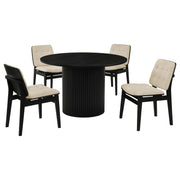 Hamlyn 5-piece Round Wood Dining Set Cream and Black - 193930BLK-S5D