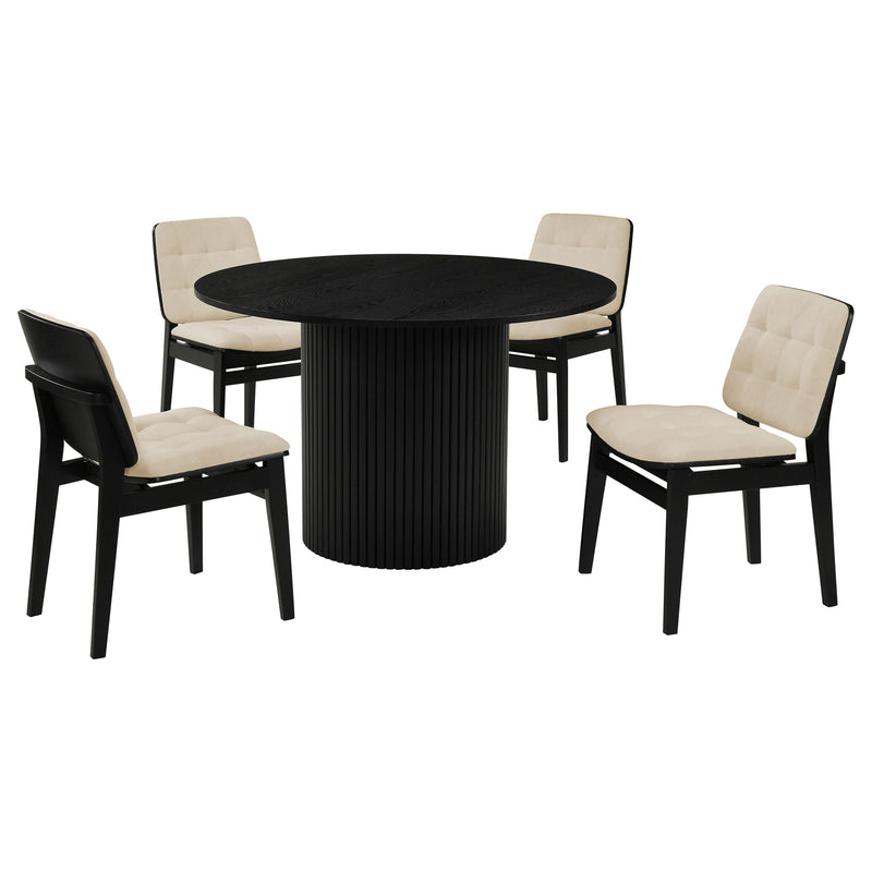 Hamlyn 5-piece Round Wood Dining Set Cream and Black - 193930BLK-S5D