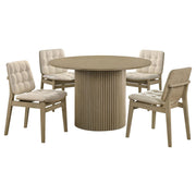 Hamlyn 5-piece Round Wood Dining Set Cream and Natural Oak - 193930NAT-S5D
