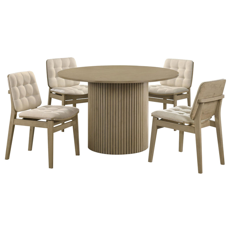 Hamlyn 5-piece Round Wood Dining Set Cream and Natural Oak - 193930NAT-S5D