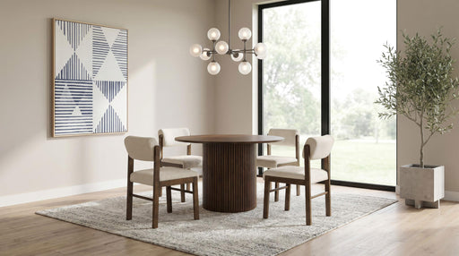 Hamlyn 5-piece Round Wood Dining Set Cream and Walnut - 193930WAL-S5B