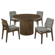 Hamlyn 5-piece Round Wood Dining Set Grey and Walnut - 193930WAL-S5E