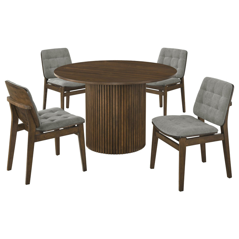 Hamlyn 5-piece Round Wood Dining Set Grey and Walnut - 193930WAL-S5E
