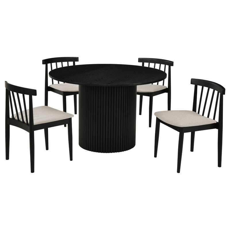 Hamlyn 5-piece Round Wood Dining Set Wheat and Black - 193930BLK-S5A