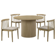 Hamlyn 5-piece Round Wood Dining Set Wheat and Natural Oak - 193930NAT-S5A