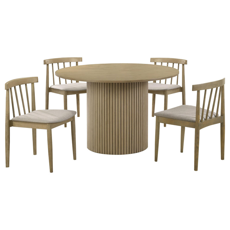 Hamlyn 5-piece Round Wood Dining Set Wheat and Natural Oak - 193930NAT-S5A
