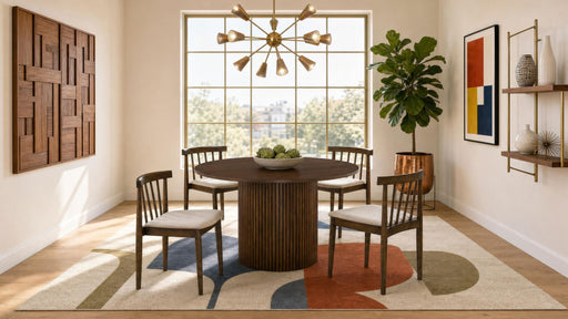 Hamlyn 5-piece Round Wood Dining Set Wheat and Walnut - 193930WAL-S5A