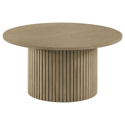 Hamlyn Round Fluted Occasional Cocktail Coffee Table Natural Oak - 706498