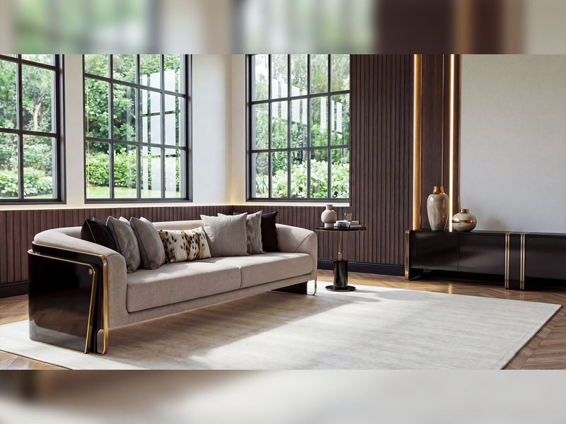 Hanedan 4-pieces (1 Four Seater Lux Sofa & 1 Four Seater Sofa & 2 Chair) Livingroom in Cream - 200-GAB-HAN-4L411