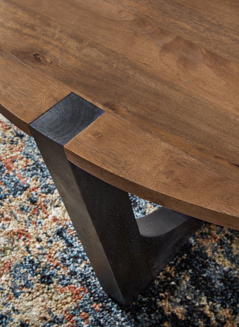 Hanneforth Brown/Black Coffee Table - T726-8