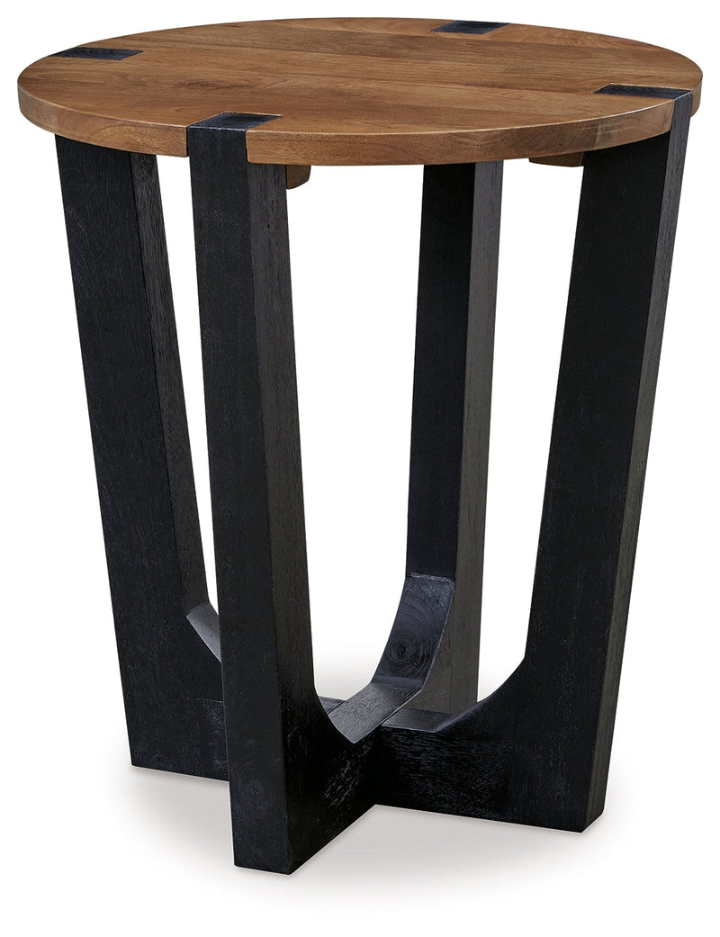 Hanneforth Brown/Black End Table - T726-6