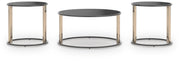 Hannerly Black/Gold Finish Table (Set of 3) - T219-13