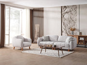 Happy 4-pieces (2 Sofa & 2 Chair) Livingroom Set Grey in Grey - 101-HAP-PUFGRAY-3311