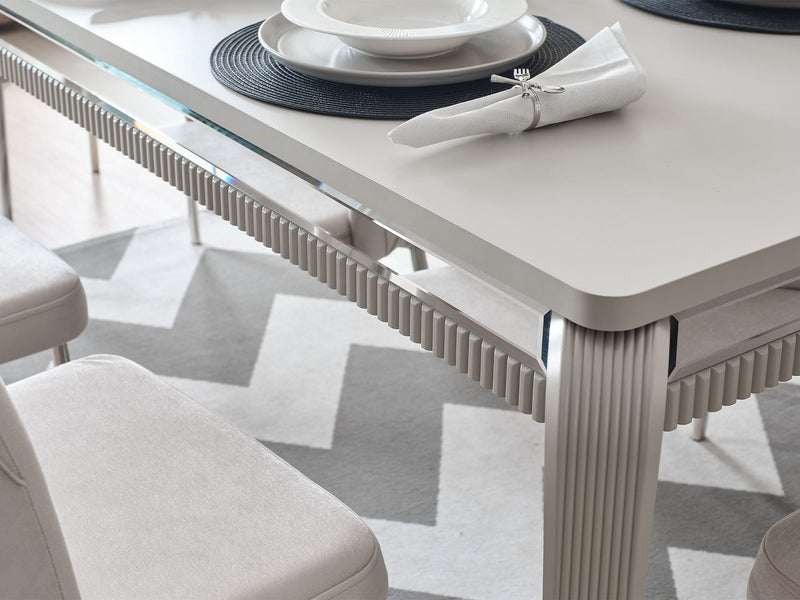 Hare Diningroom (Consol With Mirror & Dining Table & 6 Dining Chair) in Light Grey - 200-ALT-HAR-LGRY-DT-6-SET