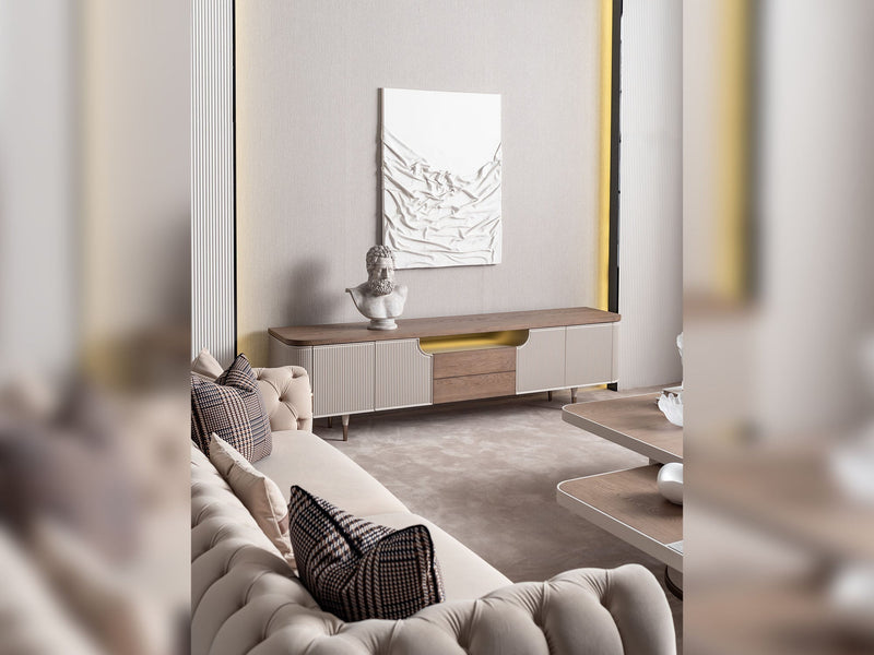 Harmony 4-pieces (1 Four Seater Chester Sofa & 1 Four Seater Sofa & 2 Chair) Livingroom in Cream - 200-GAB-HAR-44C11
