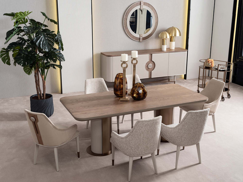 Harmony Diningroom (Consol With Mirror & Dining Table & 6 Dining Chair) - 200-GAB-HAR-DT-6-SET