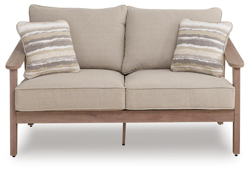 Harmony Headlands Natural/Gray Outdoor Loveseat with Cushion - PCP428-835