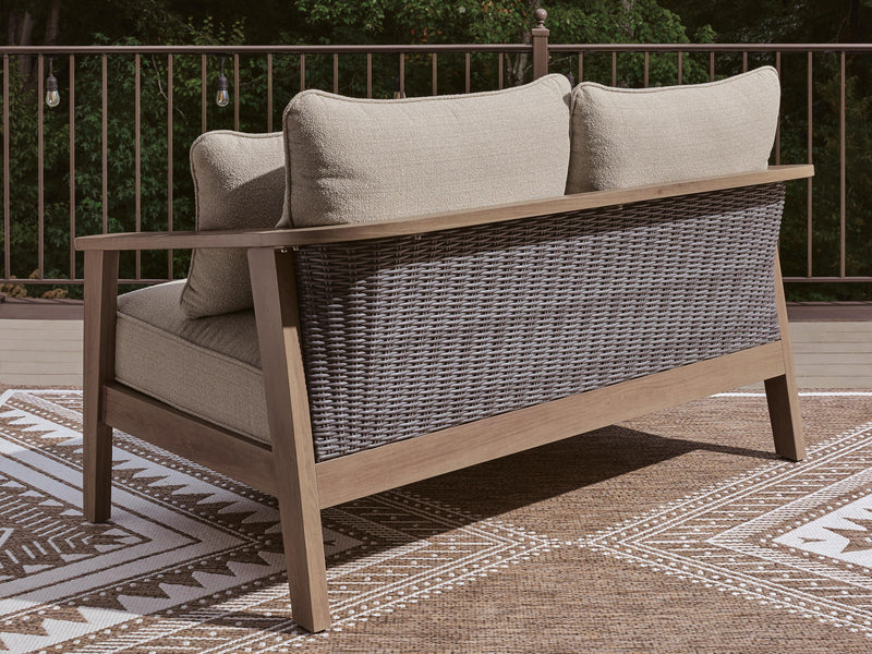 Harmony Headlands Natural/Gray Outdoor Loveseat with Cushion - PCP428-835