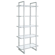 Hartford 79-inch 5-shelf Glass Bookshelf Chrome - 805538