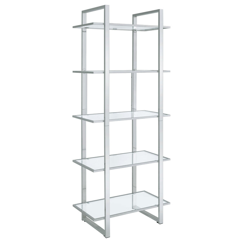 Hartford 79-inch 5-shelf Glass Bookshelf Chrome - 805538