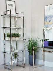 Hartford 79-inch 5-shelf Glass Bookshelf Chrome - 805538