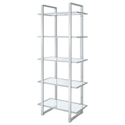 Hartford 79-inch 5-shelf Glass Bookshelf Chrome - 805538