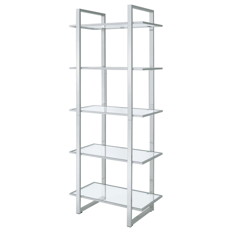 Hartford 79-inch 5-shelf Glass Bookshelf Chrome - 805538