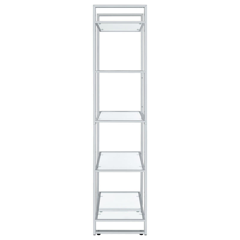 Hartford 79-inch 5-shelf Glass Bookshelf Chrome - 805538