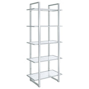 Hartford 79-inch 5-shelf Glass Bookshelf Chrome - 805538