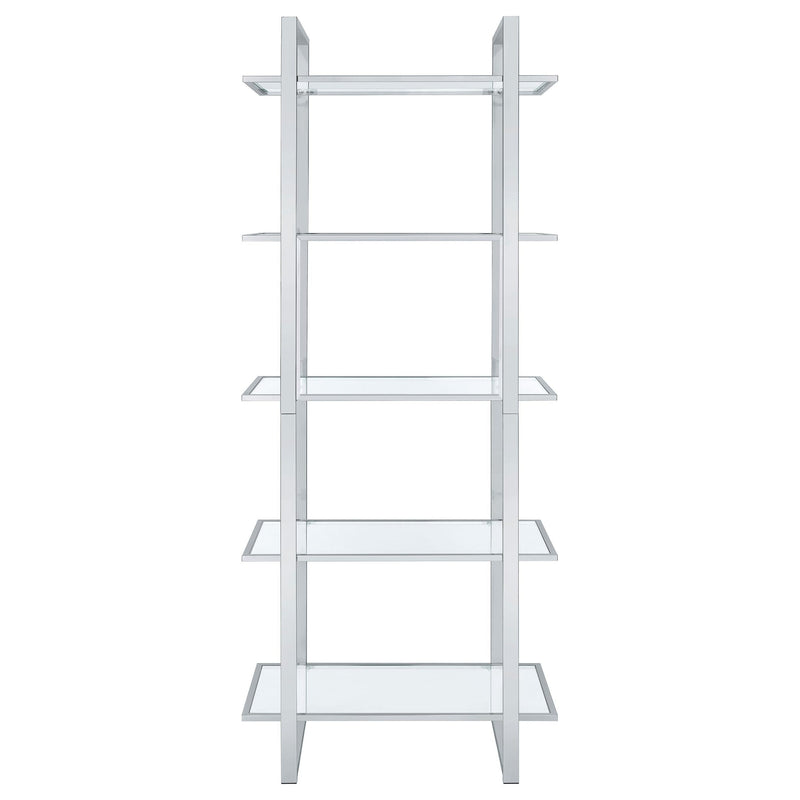 Hartford 79-inch 5-shelf Glass Bookshelf Chrome - 805538