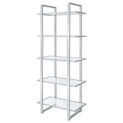 Hartford 79-inch 5-shelf Glass Bookshelf Chrome - 805538