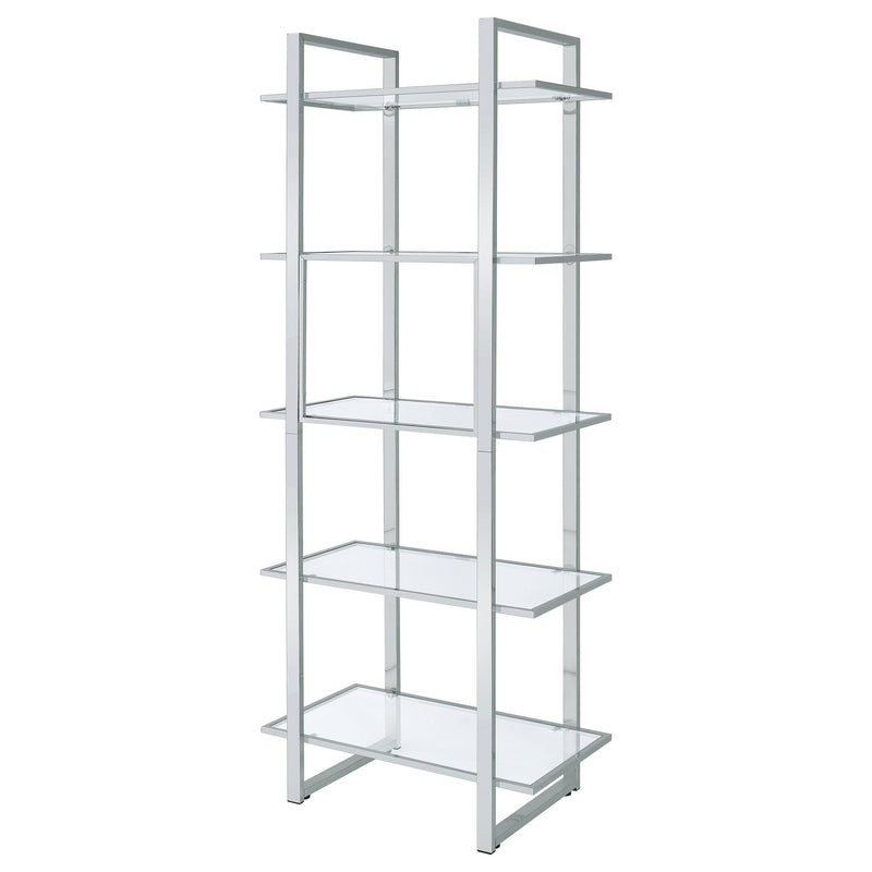 Hartford 79-inch 5-shelf Glass Bookshelf Chrome - 805538