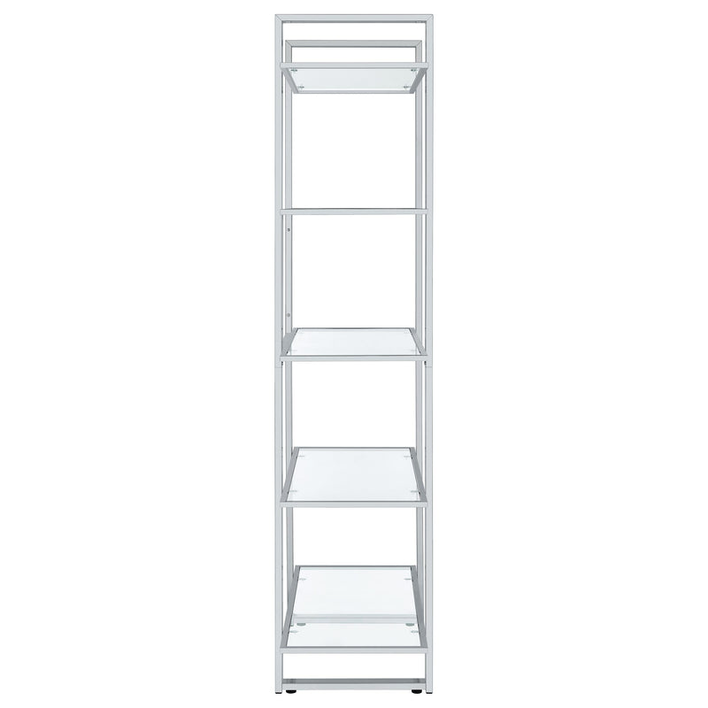 Hartford 79-inch 5-shelf Glass Bookshelf Chrome - 805538