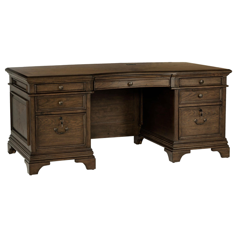 Hartshill 72-inch 7-drawer Executive Desk Burnished Oak - 881281