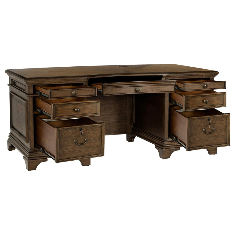 Hartshill 72-inch 7-drawer Executive Desk Burnished Oak - 881281