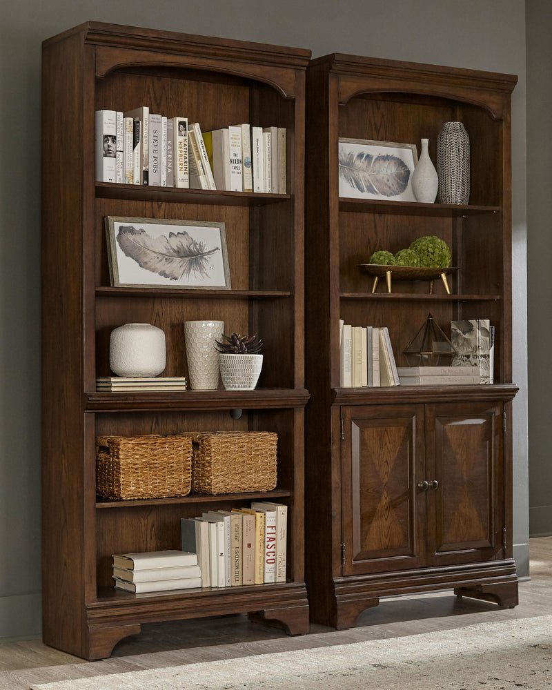 Hartshill 78-inch 3-shelf Cabinet Bookcase Burnished Oak - 881286