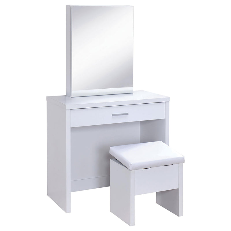 Harvey Vanity Set with Lift-Top Stool White - 300290
