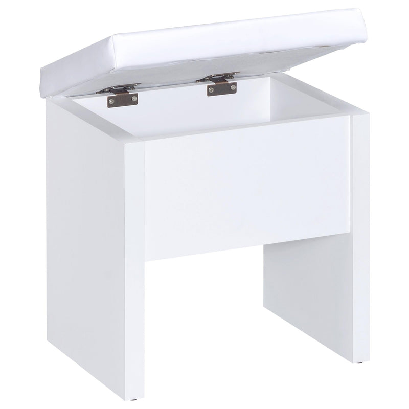Harvey Vanity Set with Lift-Top Stool White - 300290