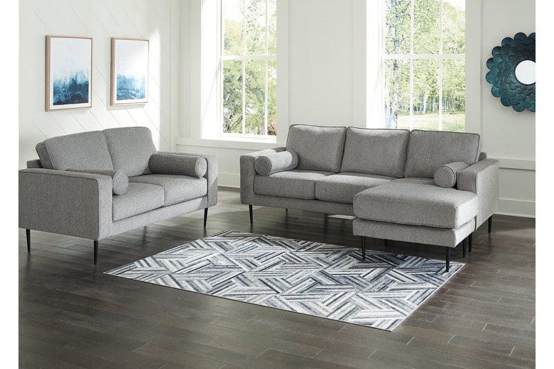 Hazela Charcoal Sofa Chaise and Loveseat - Gate FurniturePreSet