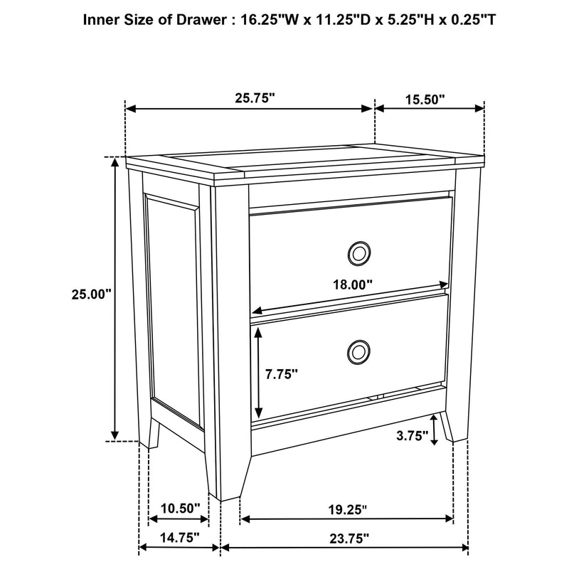 Hazlewood 2-drawer Nightstand Bedside Table Vineyard Oak - 207532