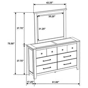Hazlewood 6-drawer Bedroom Dresser with Mirror Vineyard Oak - 207533M