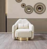 Helena Ivory Velvet Sofa & Loveseat - Lara FurnitureLiving Room Set