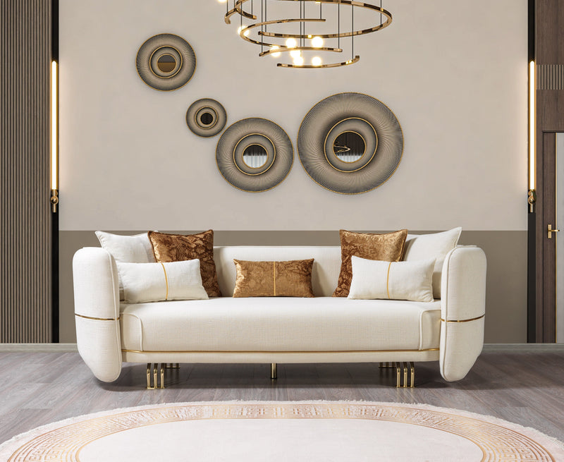 Helena Ivory Velvet Sofa & Loveseat - Lara FurnitureLiving Room Set
