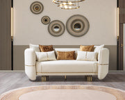 Helena Ivory Velvet Sofa & Loveseat - Lara FurnitureLiving Room Set